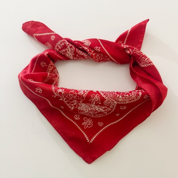 Zara Red Bandana Style Scarf - Picture 3 of 11